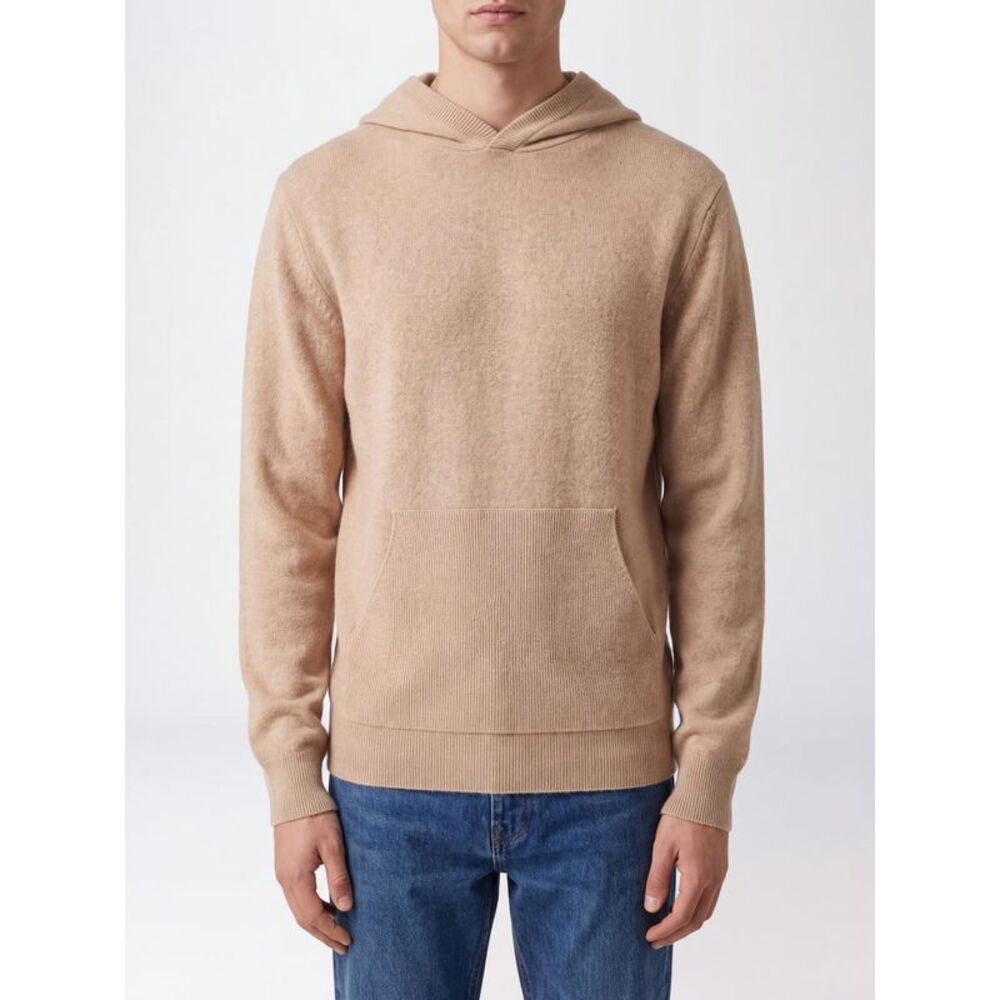 Canali Men Wool And Cashmere Knit Hoodie Canali With Kangaroo Pocket